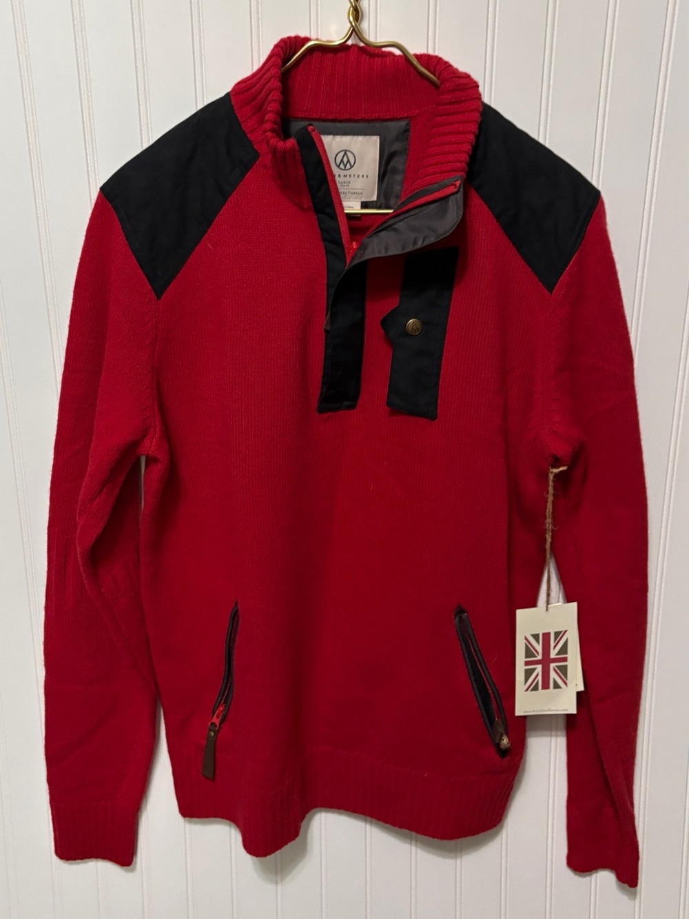 ALPS & METERS Alpine Guide MS Wool Patrol Red Ski Sweater Mens Size Large NEW